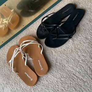 GUC Women’s strappy sandals bundle of white/tan & solid black, Size 12